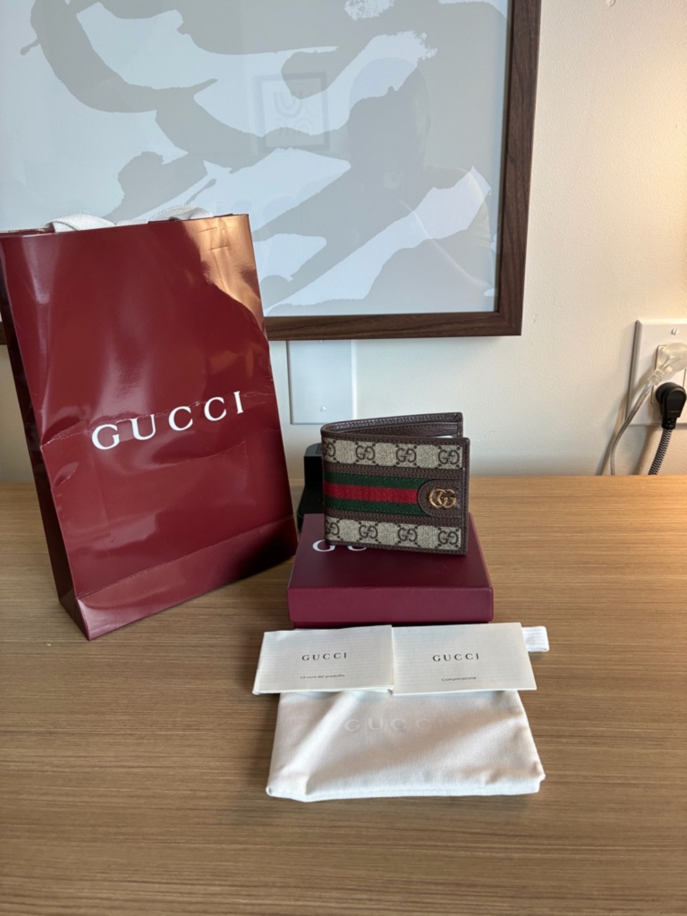 Gucci Ophidia bi-fold GG wallet  with red and green stripe